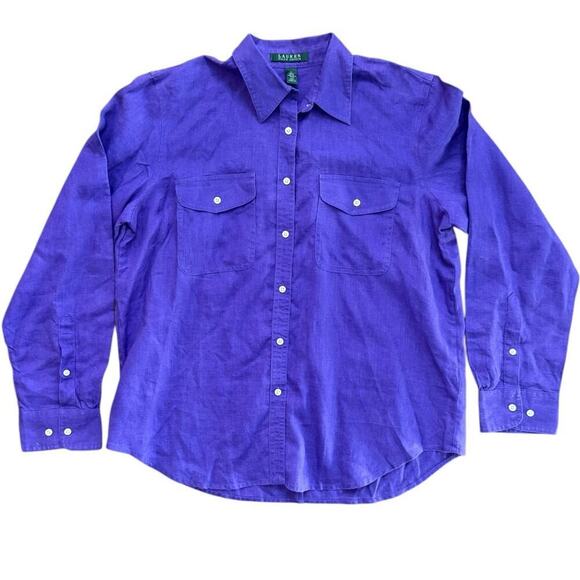 Lauren Ralph Lauren Purple Long Sleeves Button Down Shirt Size Large - Picture 1 of 5
